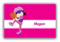 Thumbnail for Personalized Baseball Canvas Wrap & Photo Print XVI - Pink Background - Black Hair Girl - Front View