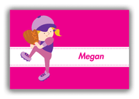 Thumbnail for Personalized Baseball Canvas Wrap & Photo Print XVI - Pink Background - Blonde Girl - Front View