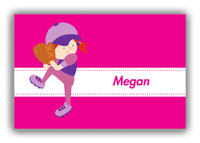 Thumbnail for Personalized Baseball Canvas Wrap & Photo Print XVI - Pink Background - Redhead Girl - Front View