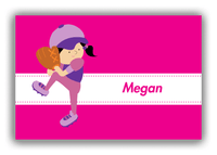 Thumbnail for Personalized Baseball Canvas Wrap & Photo Print XVI - Pink Background - Black Hair Girl II - Front View