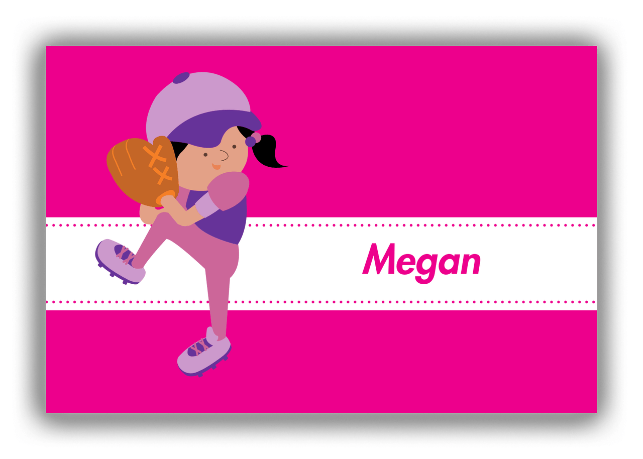Personalized Baseball Canvas Wrap & Photo Print XVI - Pink Background - Black Girl I - Front View