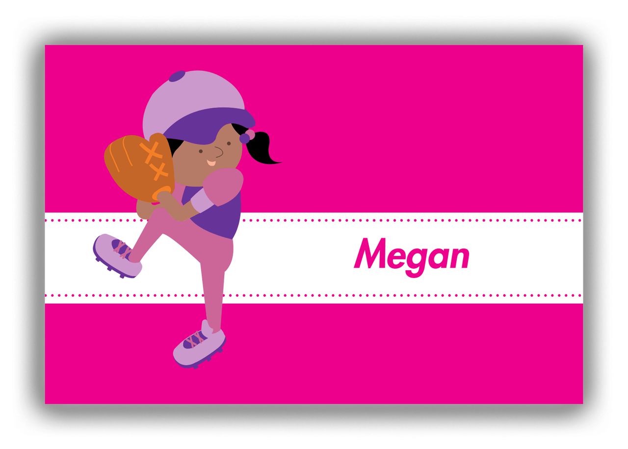 Personalized Baseball Canvas Wrap & Photo Print XVI - Pink Background - Black Girl II - Front View