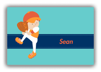 Thumbnail for Personalized Baseball Canvas Wrap & Photo Print XVII - Teal Background - Redhead Boy - Front View