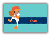 Thumbnail for Personalized Baseball Canvas Wrap & Photo Print XVII - Teal Background - Black Boy II - Front View