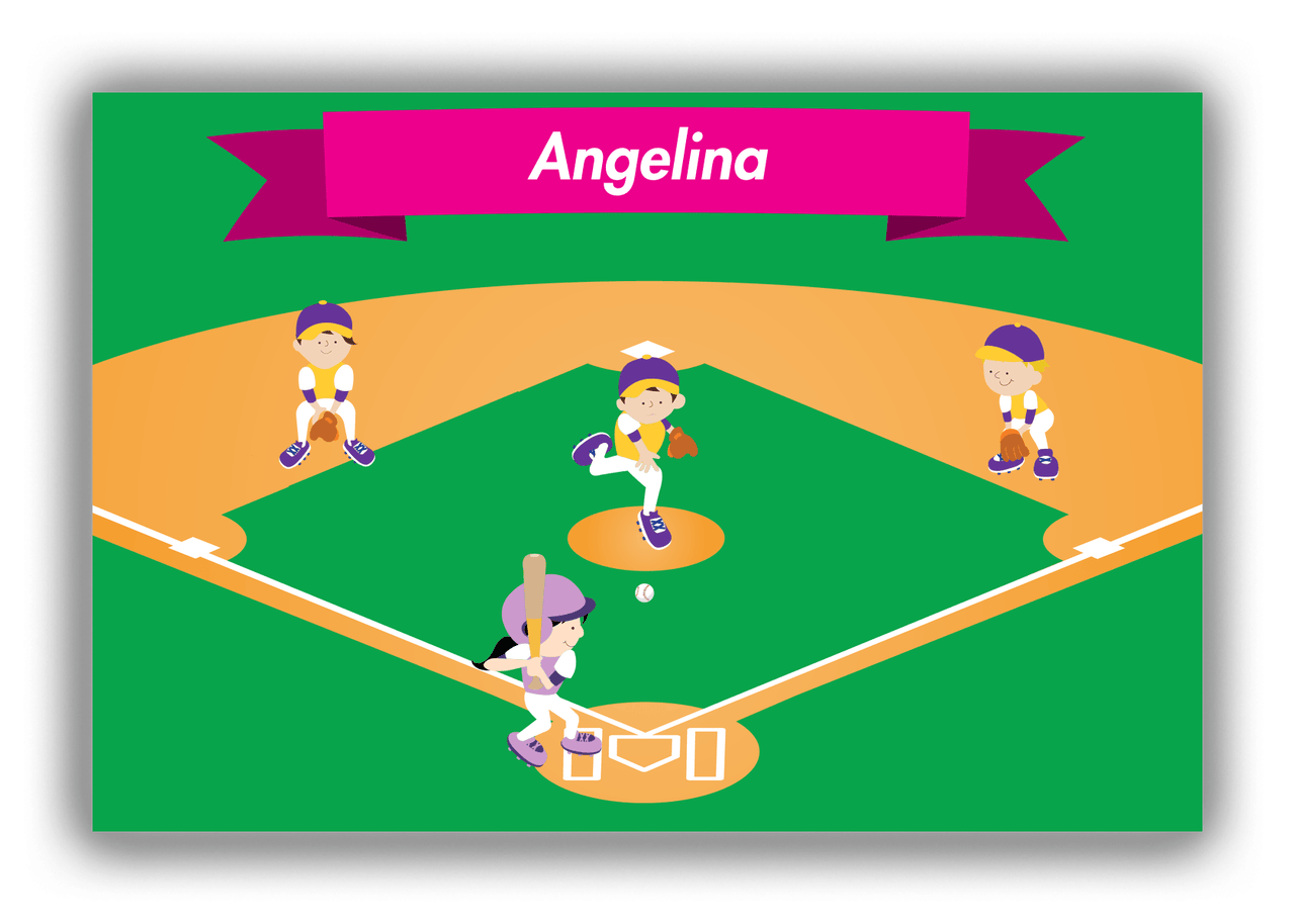 Personalized Baseball Canvas Wrap & Photo Print XVIII - Green Background - Black Hair Girl - Front View