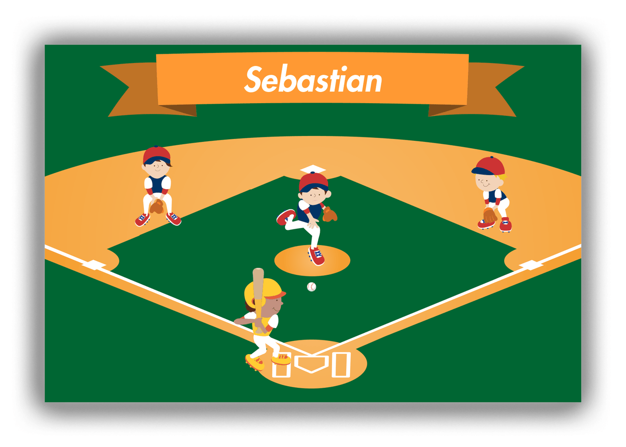 Personalized Baseball Canvas Wrap & Photo Print XIX - Green Background - Black Boy II - Front View