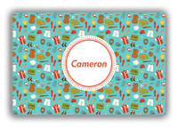 Thumbnail for Personalized Baseball Canvas Wrap & Photo Print XX - Teal Background - Circle Nameplate - Front View