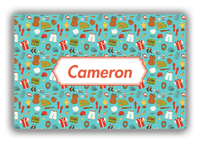 Thumbnail for Personalized Baseball Canvas Wrap & Photo Print XX - Teal Background - Decorative Rectangle Nameplate - Front View