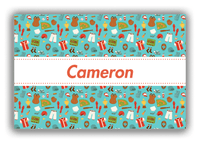 Thumbnail for Personalized Baseball Canvas Wrap & Photo Print XX - Teal Background - Ribbon Nameplate - Front View
