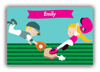 Thumbnail for Personalized Baseball Canvas Wrap & Photo Print XXI - Teal Background - Blonde Girl - Front View