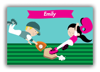 Thumbnail for Personalized Baseball Canvas Wrap & Photo Print XXI - Teal Background - Black Hair Girl - Front View
