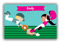 Thumbnail for Personalized Baseball Canvas Wrap & Photo Print XXI - Teal Background - Black Girl I - Front View