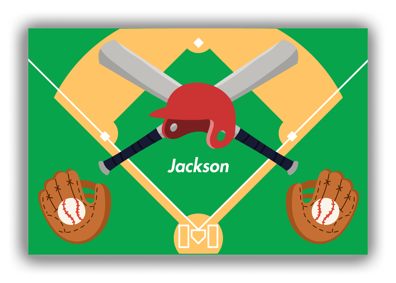 Personalized Baseball Canvas Wrap & Photo Print XXIII - Green Background - Front View