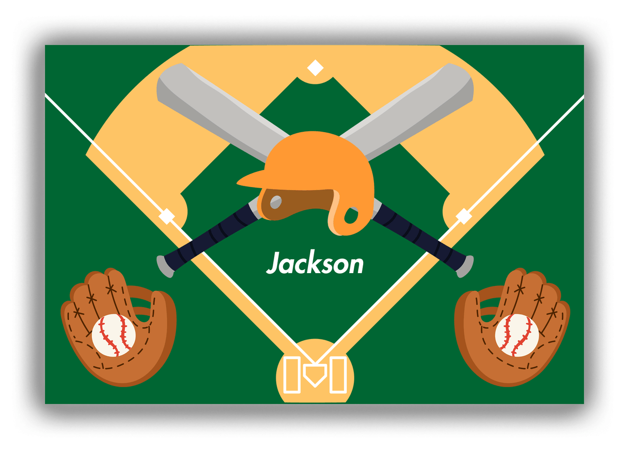 Personalized Baseball Canvas Wrap & Photo Print XXIII - Dark Green Background - Front View