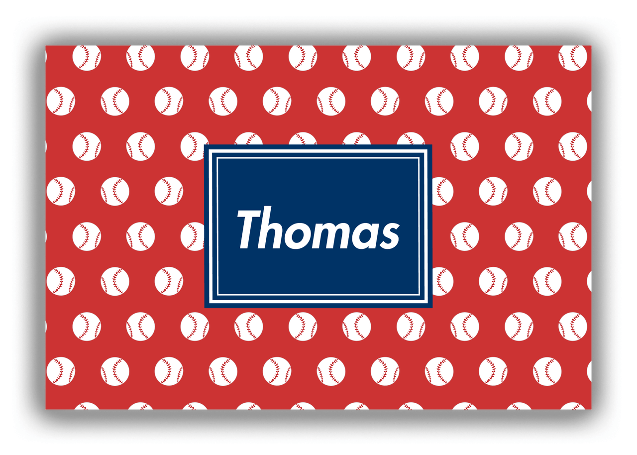 Personalized Baseball Canvas Wrap & Photo Print XXIV - Red Background - Rectangle Nameplate - Front View