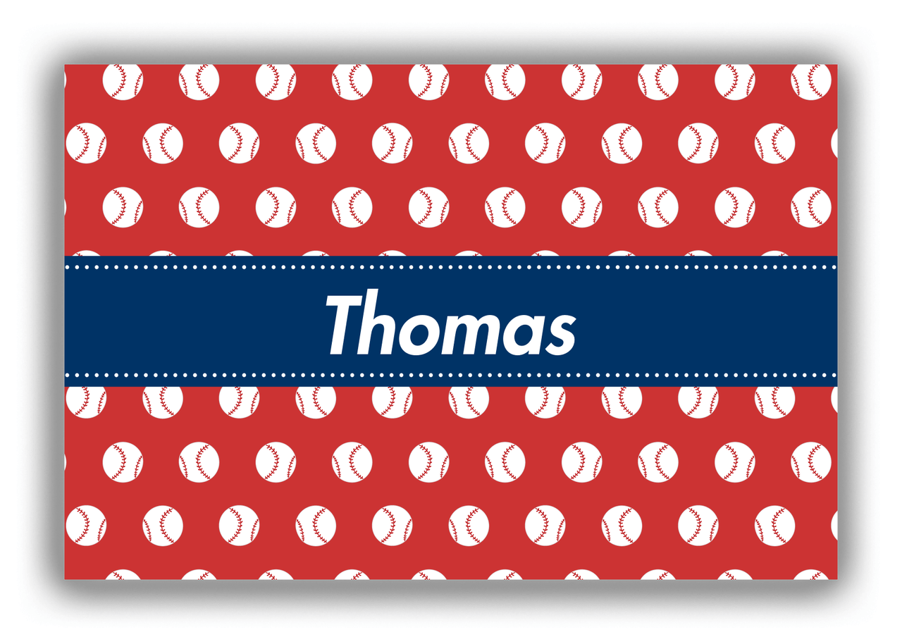 Personalized Baseball Canvas Wrap & Photo Print XXIV - Red Background - Ribbon Nameplate - Front View