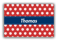 Thumbnail for Personalized Baseball Canvas Wrap & Photo Print XXIV - Red Background - Ribbon Nameplate - Front View