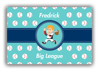 Thumbnail for Personalized Baseball Canvas Wrap & Photo Print XXVIII - Teal Background - Blond Boy - Front View