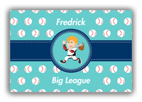 Thumbnail for Personalized Baseball Canvas Wrap & Photo Print XXVIII - Teal Background - Blond Boy - Front View