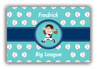 Thumbnail for Personalized Baseball Canvas Wrap & Photo Print XXVIII - Teal Background - Brown Hair Boy - Front View
