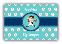 Thumbnail for Personalized Baseball Canvas Wrap & Photo Print XXVIII - Teal Background - Brown Hair Boy - Front View