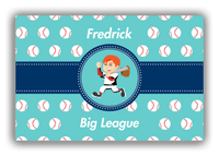 Thumbnail for Personalized Baseball Canvas Wrap & Photo Print XXVIII - Teal Background - Redhead Boy - Front View