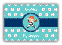 Thumbnail for Personalized Baseball Canvas Wrap & Photo Print XXVIII - Teal Background - Redhead Boy - Front View
