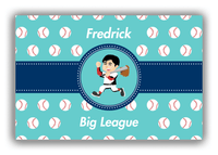 Thumbnail for Personalized Baseball Canvas Wrap & Photo Print XXVIII - Teal Background - Black Hair Boy I - Front View