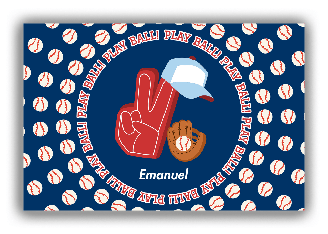Personalized Baseball Canvas Wrap & Photo Print XXX - Blue Background - Front View