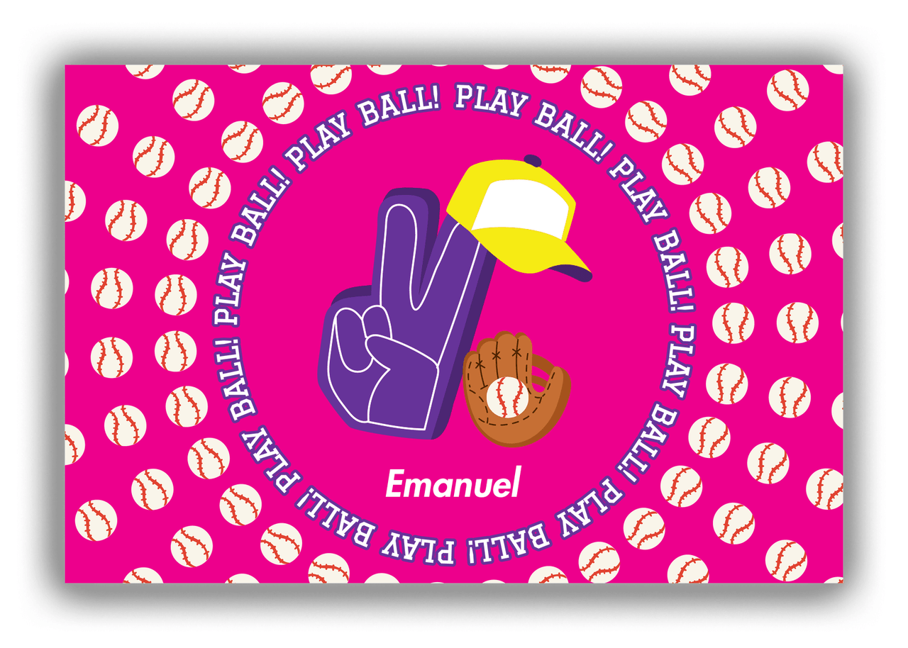 Personalized Baseball Canvas Wrap & Photo Print XXX - Pink Background - Front View