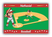 Thumbnail for Personalized Baseball Canvas Wrap & Photo Print XXXI - Green Background - Black Hair Boy - Front View