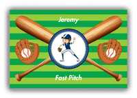 Thumbnail for Personalized Baseball Canvas Wrap & Photo Print XXXII - Green Background - Brown Hair Boy - Front View