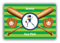 Thumbnail for Personalized Baseball Canvas Wrap & Photo Print XXXII - Green Background - Blond Boy - Front View