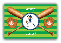Thumbnail for Personalized Baseball Canvas Wrap & Photo Print XXXII - Green Background - Black Hair Boy - Front View