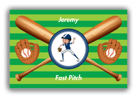Thumbnail for Personalized Baseball Canvas Wrap & Photo Print XXXII - Green Background - Black Boy I - Front View