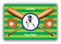 Thumbnail for Personalized Baseball Canvas Wrap & Photo Print XXXII - Green Background - Black Boy II - Front View