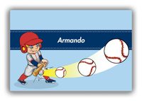 Thumbnail for Personalized Baseball Canvas Wrap & Photo Print XXXIV - Blue Background - Blond Boy - Front View