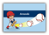 Thumbnail for Personalized Baseball Canvas Wrap & Photo Print XXXIV - Blue Background - Black Hair Boy - Front View