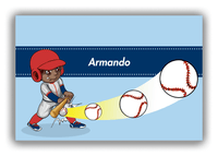 Thumbnail for Personalized Baseball Canvas Wrap & Photo Print XXXIV - Blue Background - Black Boy II - Front View
