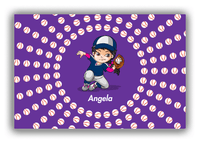 Thumbnail for Personalized Baseball Canvas Wrap & Photo Print XXXV - Purple Background - Black Hair Girl - Front View