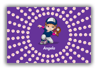 Thumbnail for Personalized Baseball Canvas Wrap & Photo Print XXXV - Purple Background - Brunette Girl - Front View