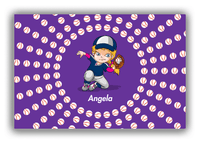 Thumbnail for Personalized Baseball Canvas Wrap & Photo Print XXXV - Purple Background - Blonde Girl - Front View