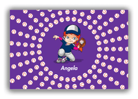 Thumbnail for Personalized Baseball Canvas Wrap & Photo Print XXXV - Purple Background - Redhead Girl - Front View