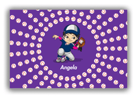 Thumbnail for Personalized Baseball Canvas Wrap & Photo Print XXXV - Purple Background - Asian Girl - Front View
