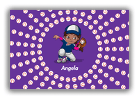 Thumbnail for Personalized Baseball Canvas Wrap & Photo Print XXXV - Purple Background - Black Girl II - Front View