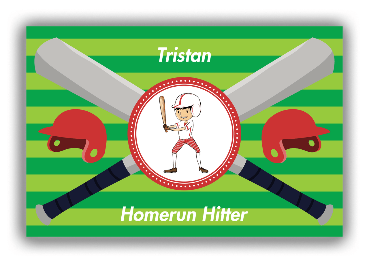 Personalized Baseball Canvas Wrap & Photo Print XXXVI - Green Background - Asian Boy - Front View