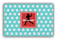 Thumbnail for Personalized Baseball Canvas Wrap & Photo Print XXXVIII - Teal Background - Silhouette II - Front View