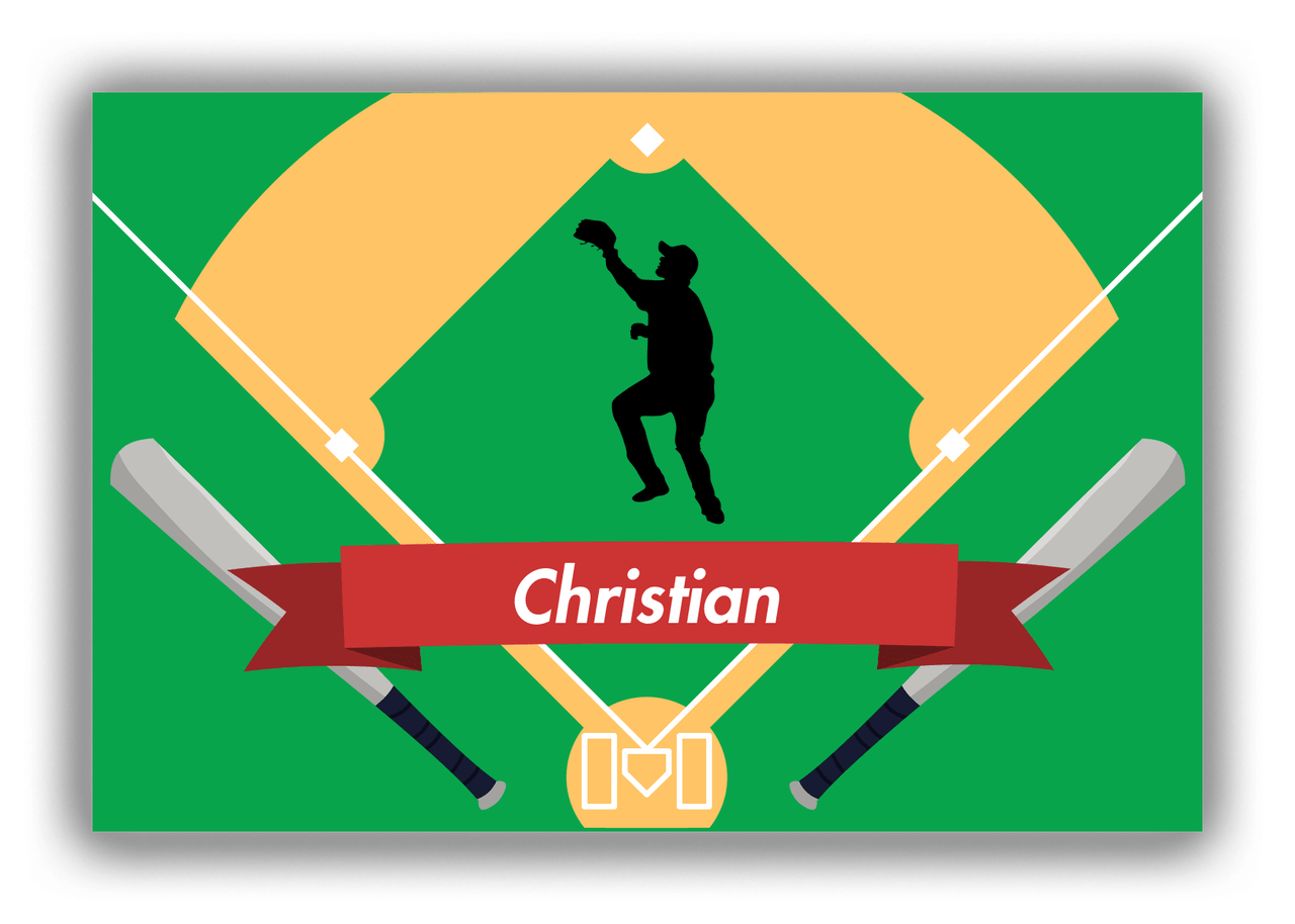 Personalized Baseball Canvas Wrap & Photo Print XXXIX - Green Background - Silhouette IV - Front View