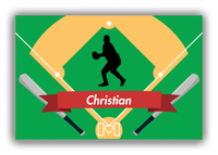 Thumbnail for Personalized Baseball Canvas Wrap & Photo Print XXXIX - Green Background - Silhouette V - Front View