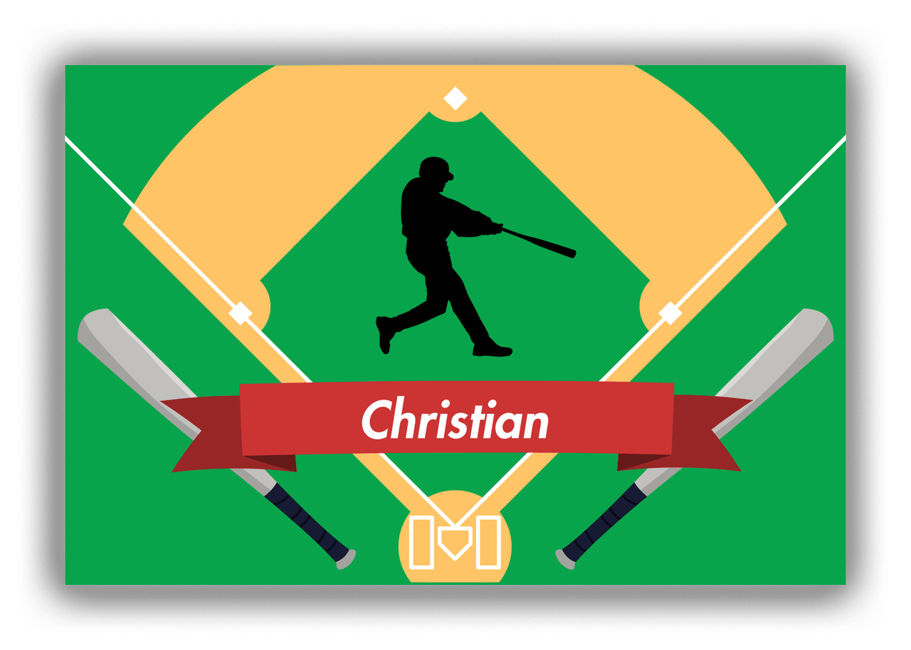 Personalized Baseball Canvas Wrap & Photo Print XXXIX - Green Background - Silhouette VI - Front View